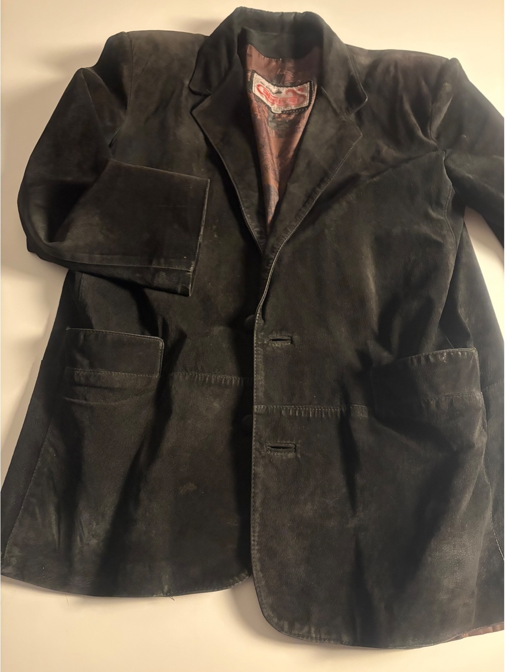 Vintage cuir Dimitri Black Suede Leather Blazer Jacket